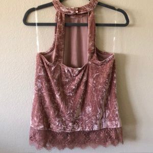 Francesca’s mauve high neck suede tank top